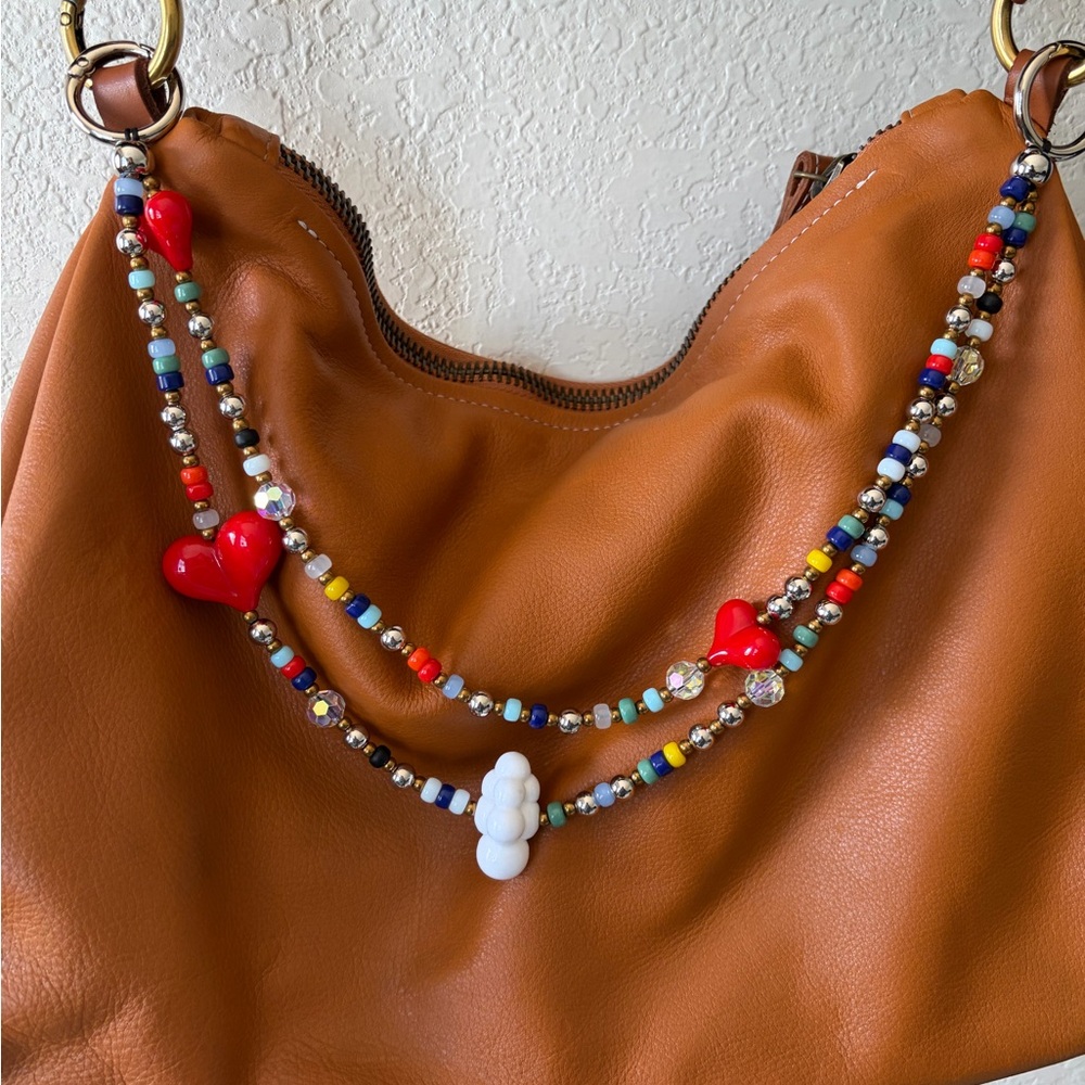 Anthropologie Hearts & Cloud Beaded Bag Chain Charm - Picture 3 of 6